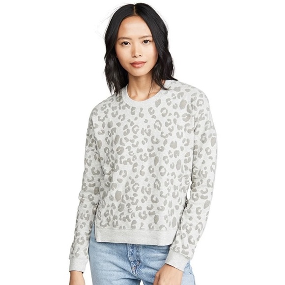 Rails Sweaters - Rails Marlo Flocked Grey Leopard Zip Sweater M